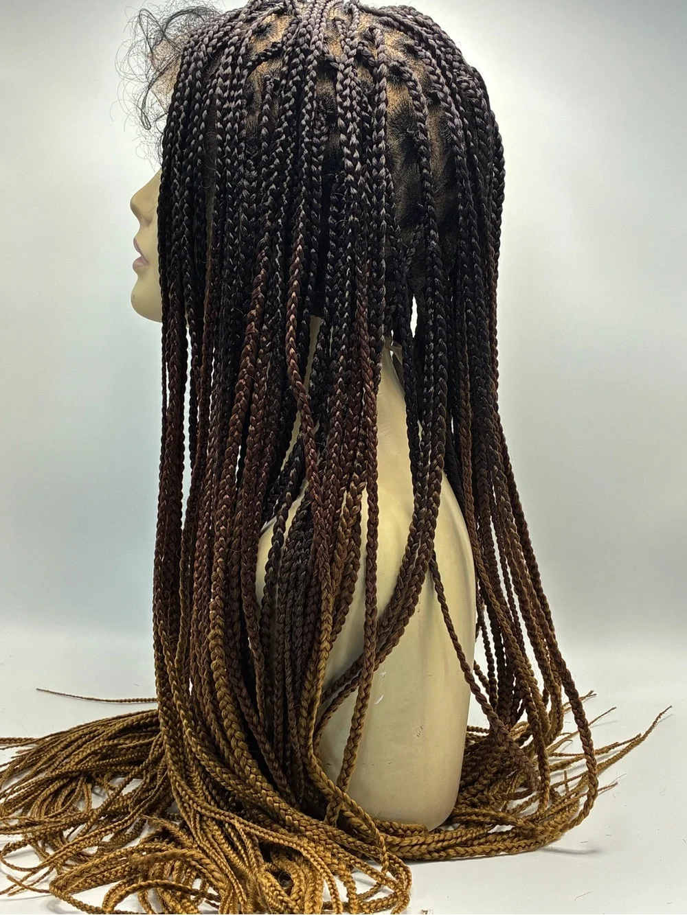 Synthetic Ombre Box Braids Wig - Brown to Honey Blonde - Unbranded